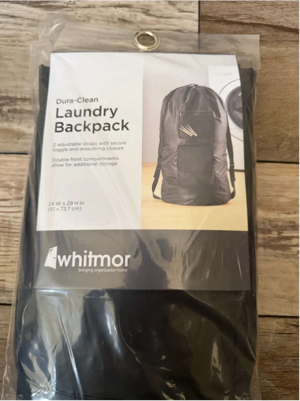NEW Whitmor Laundry Backpack One Size Black